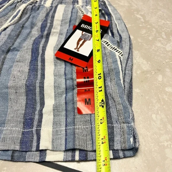 Briggs Women's Linen Blend Pull-On Shorts Medium Blue Stripe Wide Waist Band NWT - Picture 9 of 12